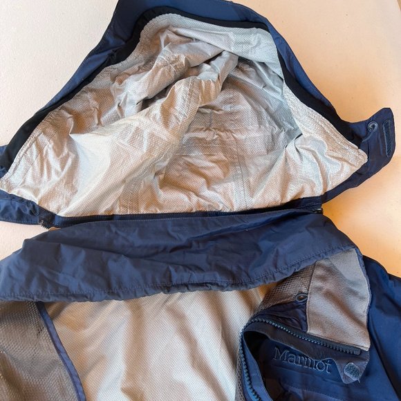 Marmot Rain Jacket with Hoodie Blue Men's Size Large - Picture 9 of 13